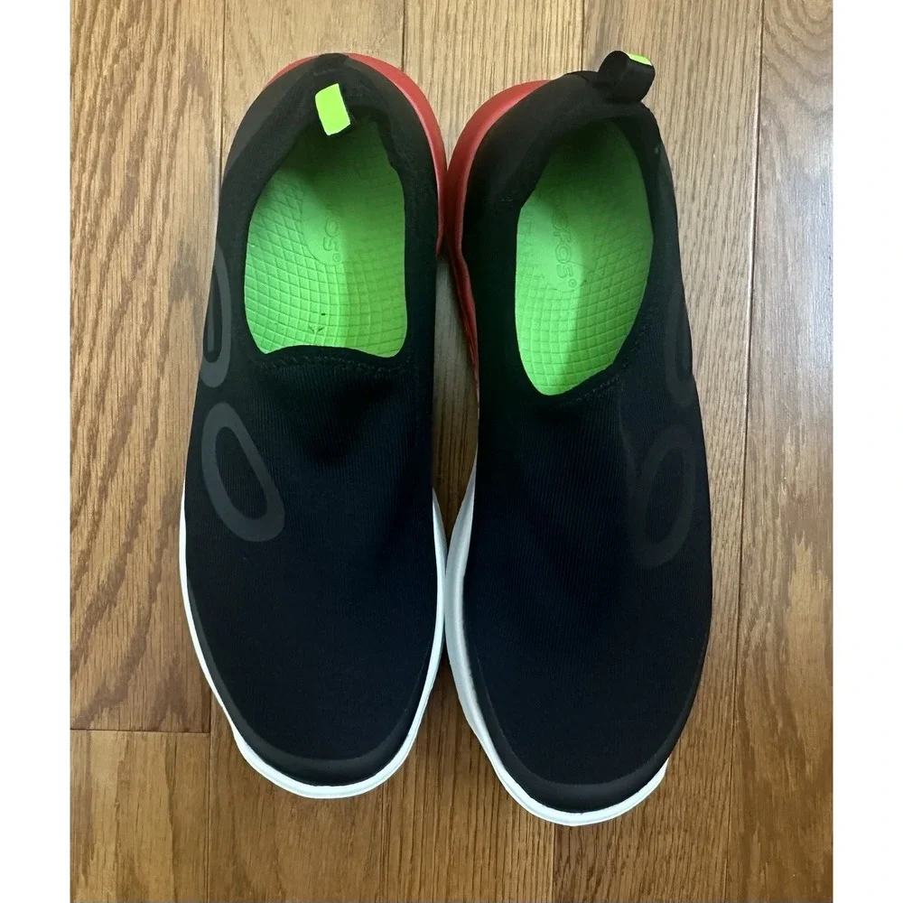 OOFOS Sport Mens Size 12.5 Black Fire Red Fade Slip On Recovery Shoes